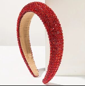Rhinestone Sparkling Sponge Headband, Scarlet Red  NEW